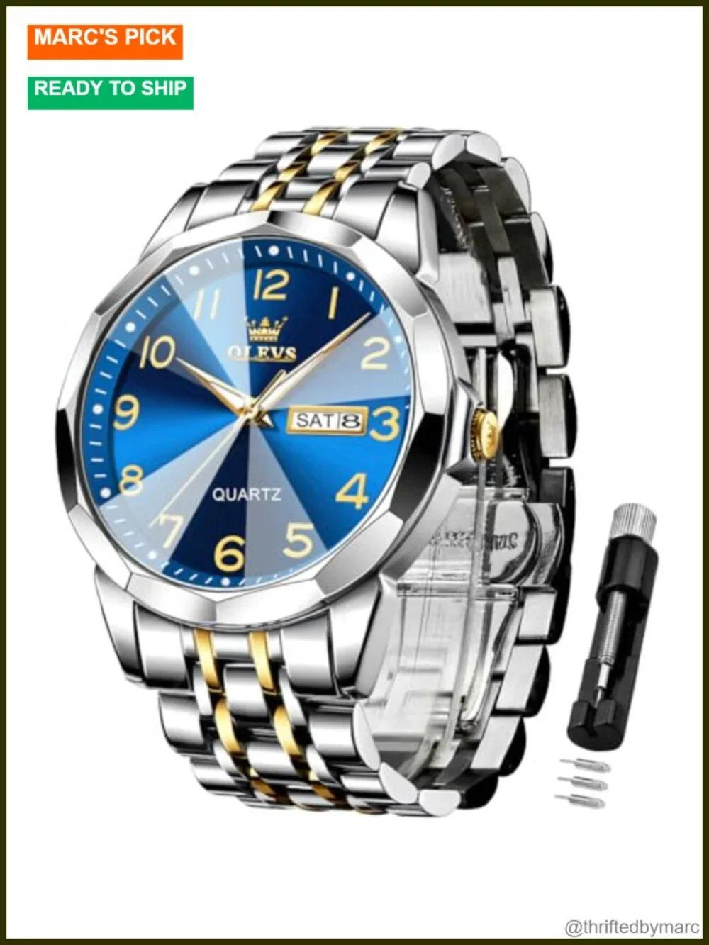 Men's Dress Quartz Watch Stainless Steel Waterproof Luminous Date Easy Read